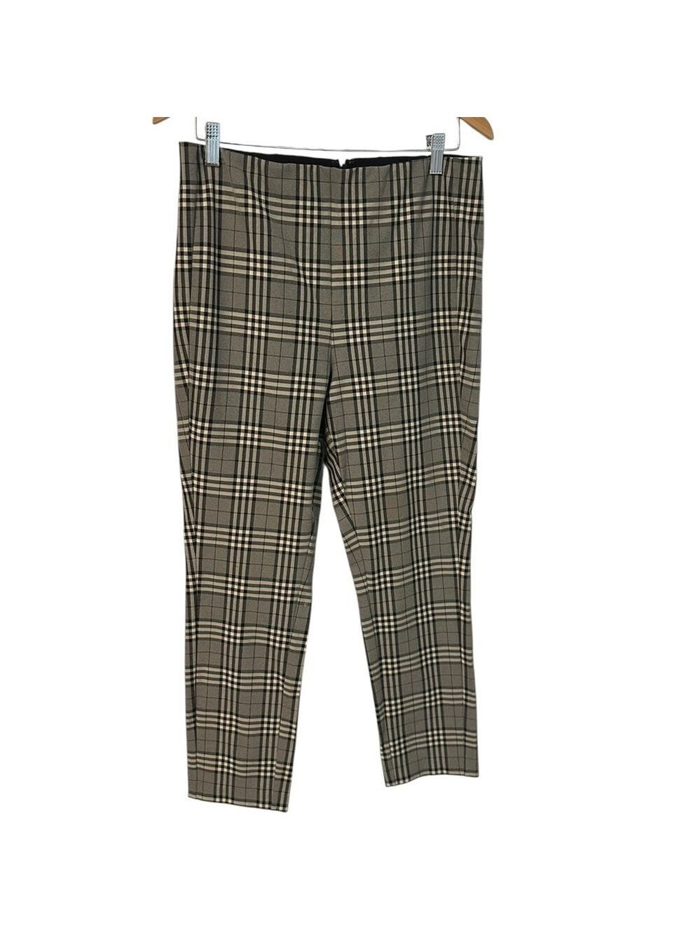 Rag & Bone Woman Simone Cropped Checked Woven Skinny Pants Gray Size 14 flaw